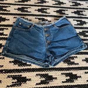 Paris Blues Low Rise Denim Blue Jean Shorts Distressed Size 3 Y2K
